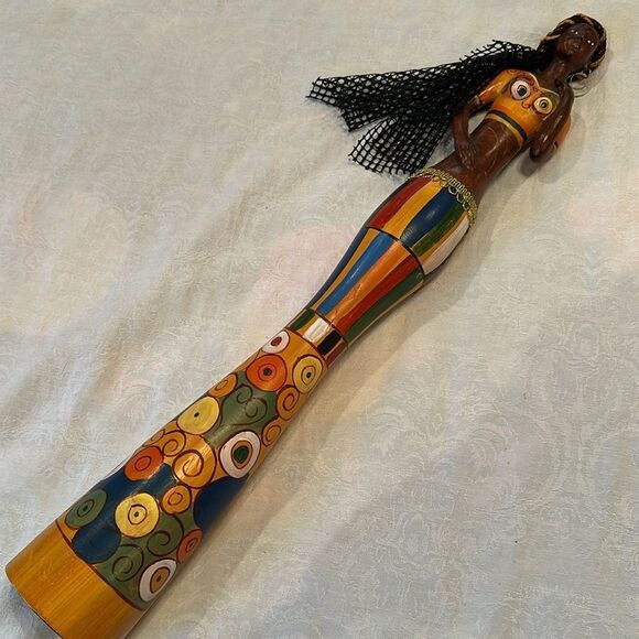Handcrafted Colorful Wooden African Figurine - Picture 1 of 10